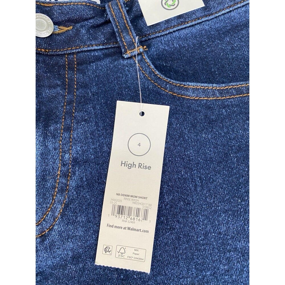 NWT No Boundaries High Rise Denim Mom Shorts Rinse Wash Women’s Size 4 Small - Picture 2 of 7